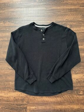 Faded Glory vintage black knit henley 100% cotton